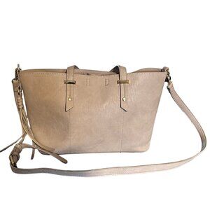 🍒 2/$20 🍒 Tan Wide Leather Tote Purse with Multiple Pockets 15”x 8”
